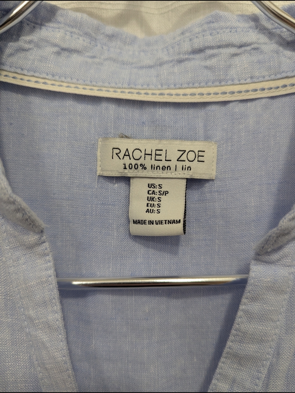 Rachel Zoe Light Blue Button-Front 100% Linen Top Size Small - Picture 4 of 11